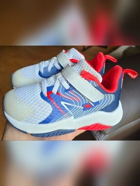 Sz 8 Toddler Kids NEW BALANCE RAVE RUN V2 Bungee Lace Team Royal White True Red